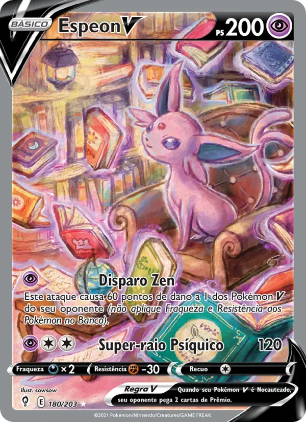Carta Espeon V, número 180/203 da coleção Céus em Evolução