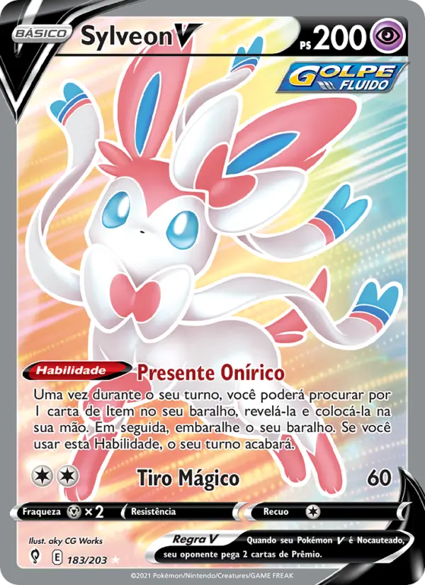 Carta Sylveon V, número 183/203 da coleção Céus em Evolução