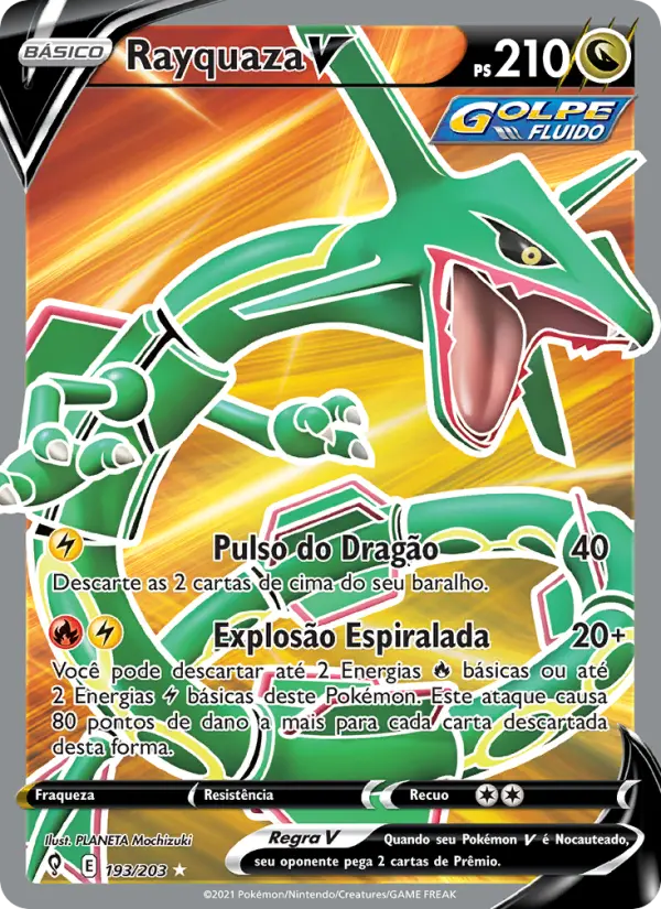 Carta Rayquaza V, número 193/203 da coleção Céus em Evolução