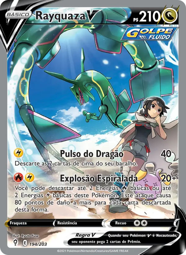 Carta Rayquaza V, número 194/203 da coleção Céus em Evolução