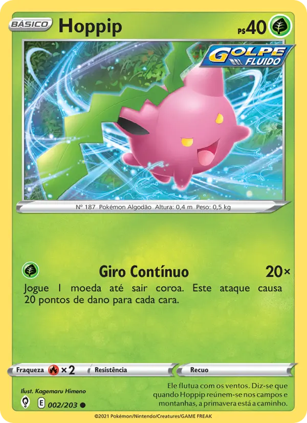 Carta Hoppip, número 2/203 da coleção Céus em Evolução