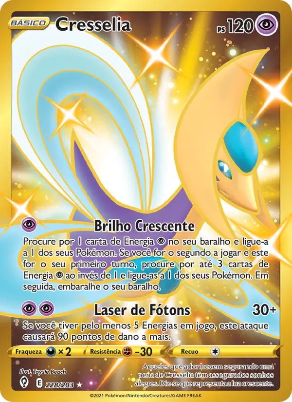 Carta Cresselia, número 228/203 da coleção Céus em Evolução