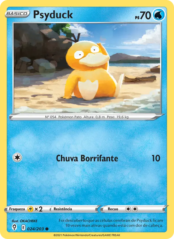 Carta Psyduck, número 24/203 da coleção Céus em Evolução