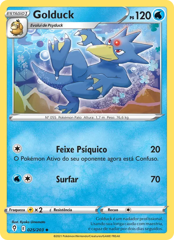 Carta Golduck, número 25/203 da coleção Céus em Evolução