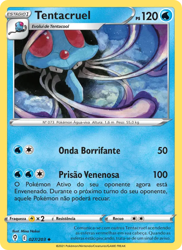Carta Tentacruel, número 27/203 da coleção Céus em Evolução
