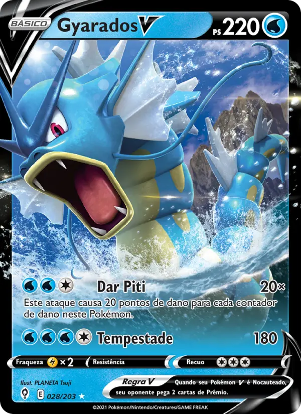 Carta Gyarados V, número 28/203 da coleção Céus em Evolução