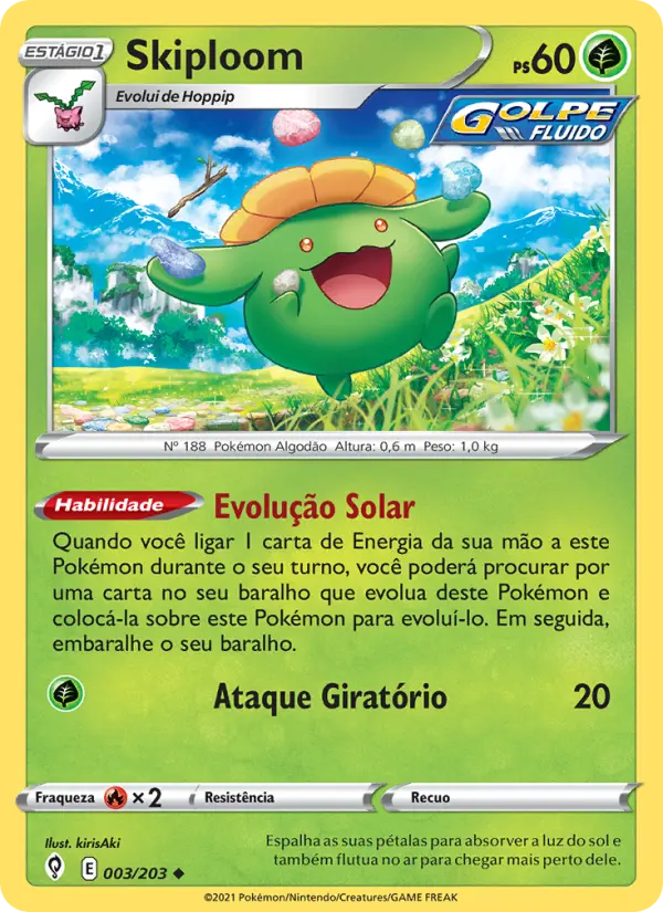 Carta Skiploom, número 3/203 da coleção Céus em Evolução