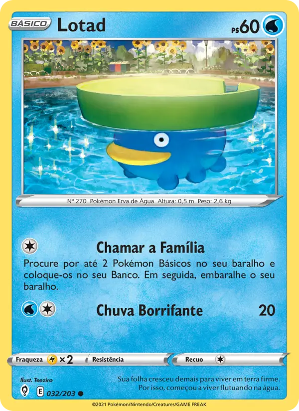 Carta Lotad, número 32/203 da coleção Céus em Evolução