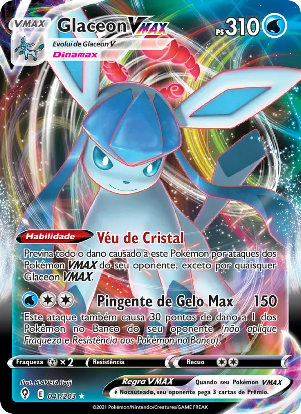 Carta Glaceon VMAX, número 41/203 da coleção Céus em Evolução