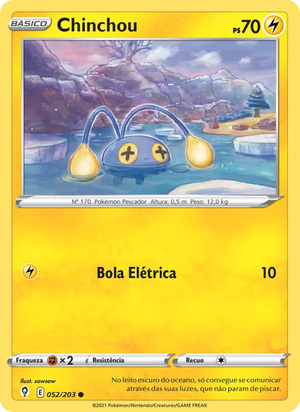 Carta Chinchou, número 52/203 da coleção Céus em Evolução