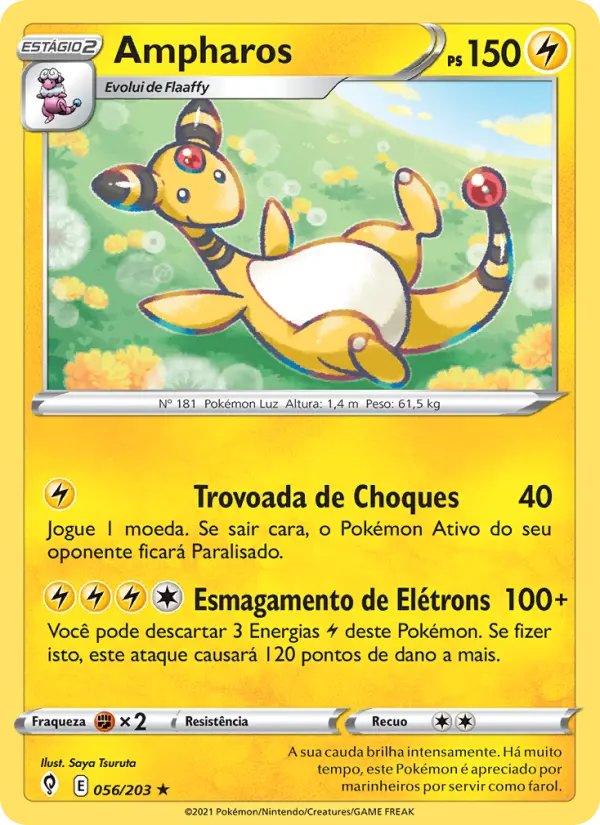 Carta Ampharos, número 56/203 da coleção Céus em Evolução