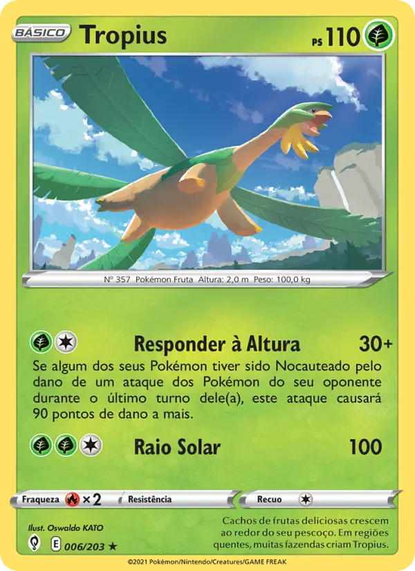 Carta Tropius, número 6/203 da coleção Céus em Evolução