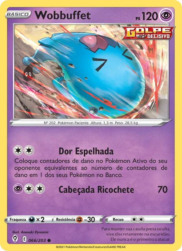 Carta Wobbuffet, número 66/203 da coleção Céus em Evolução