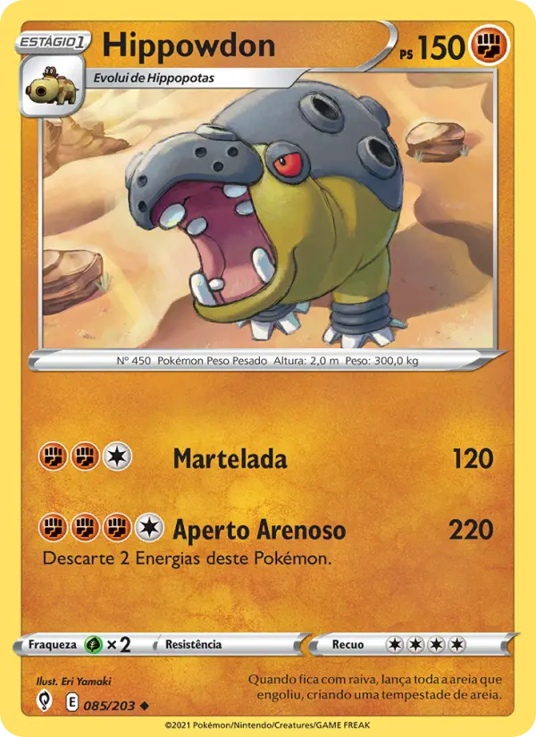 Carta Hippowdon, número 85/203 da coleção Céus em Evolução