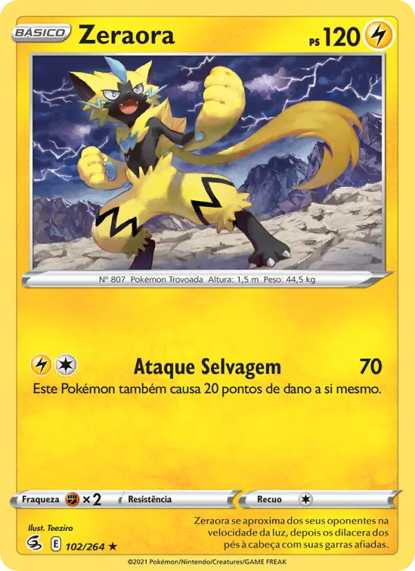 Carta Zeraora, número 102/264 da coleção Golpe Fusão