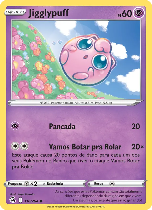 Carta Jigglypuff, número 110/264 da coleção Golpe Fusão