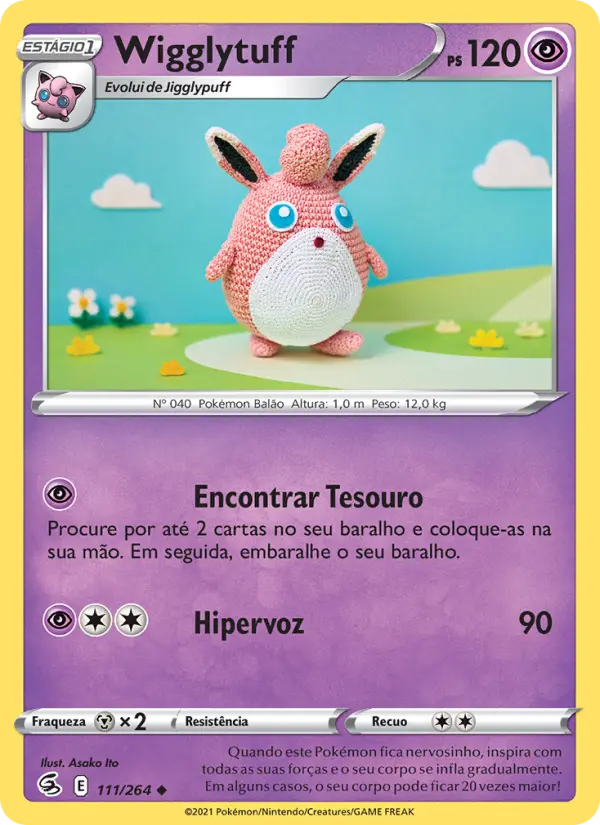 Carta Wigglytuff, número 111/264 da coleção Golpe Fusão