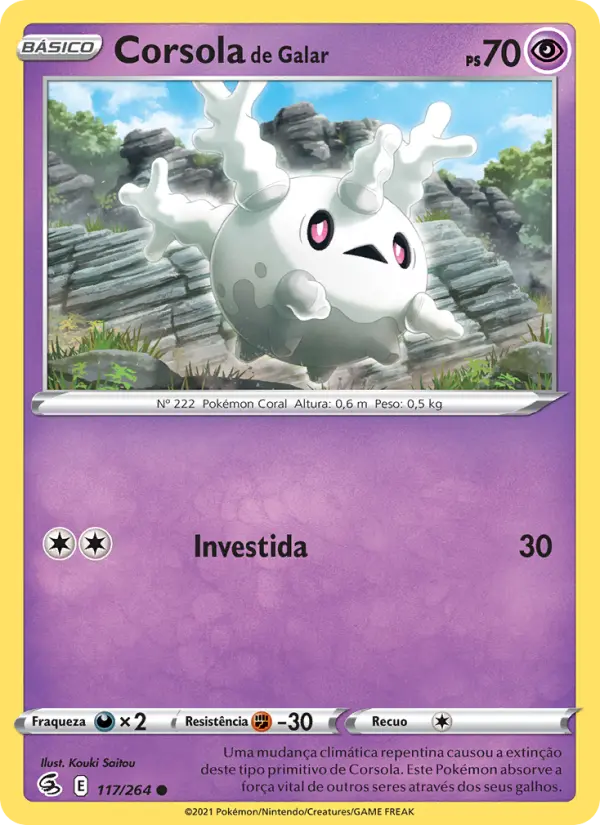 Carta Corsola de Galar, número 117/264 da coleção Golpe Fusão