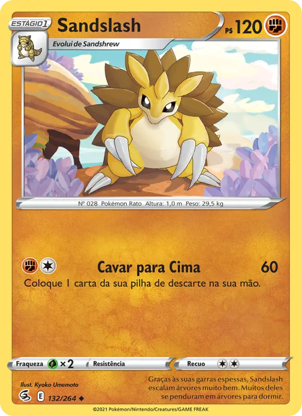Carta Sandslash, número 132/264 da coleção Golpe Fusão