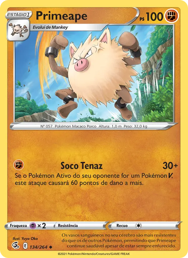 Carta Primeape, número 134/264 da coleção Golpe Fusão