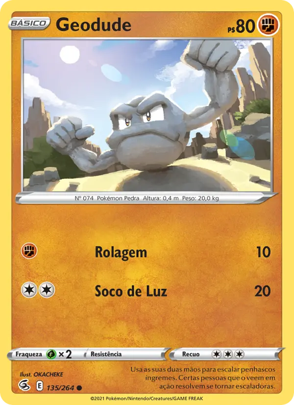 Carta Geodude, número 135/264 da coleção Golpe Fusão