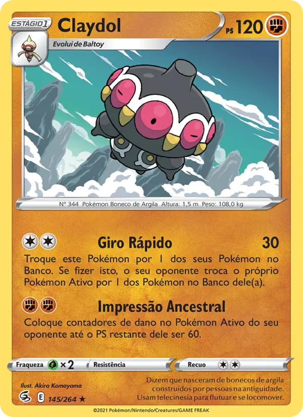 Carta Claydol, número 145/264 da coleção Golpe Fusão