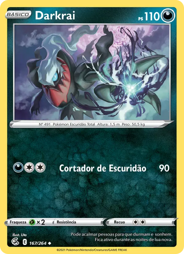 Carta Darkrai, número 167/264 da coleção Golpe Fusão