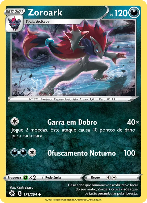 Carta Zoroark, número 171/264 da coleção Golpe Fusão