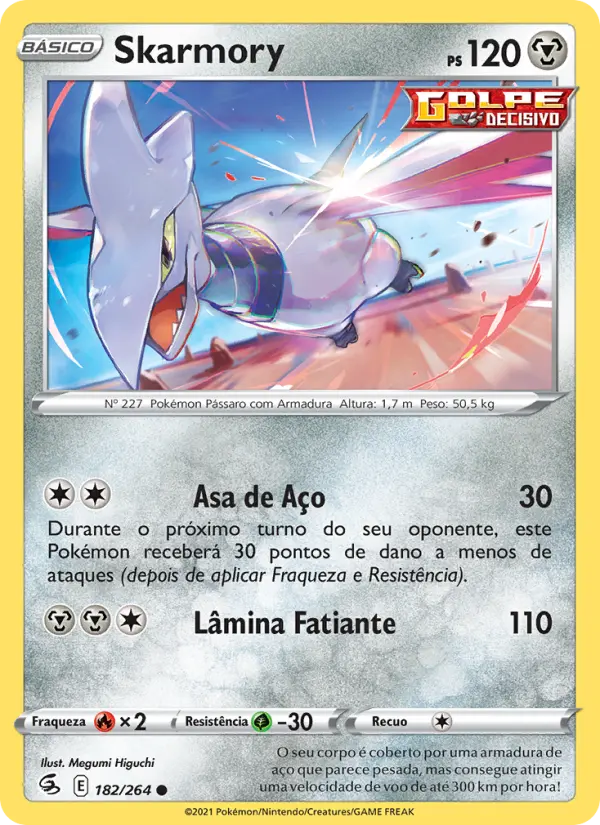 Carta Skarmory, número 182/264 da coleção Golpe Fusão