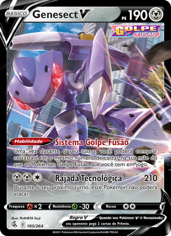 Carta Genesect V, número 185/264 da coleção Golpe Fusão