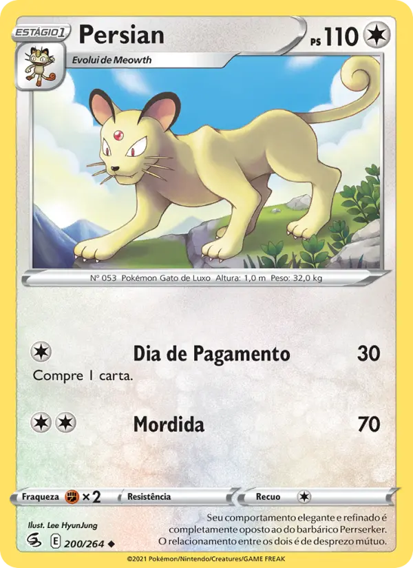 Carta Persian, número 200/264 da coleção Golpe Fusão