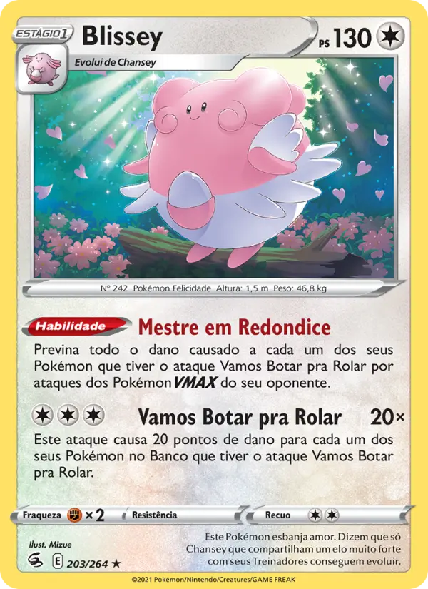 Carta Blissey, número 203/264 da coleção Golpe Fusão