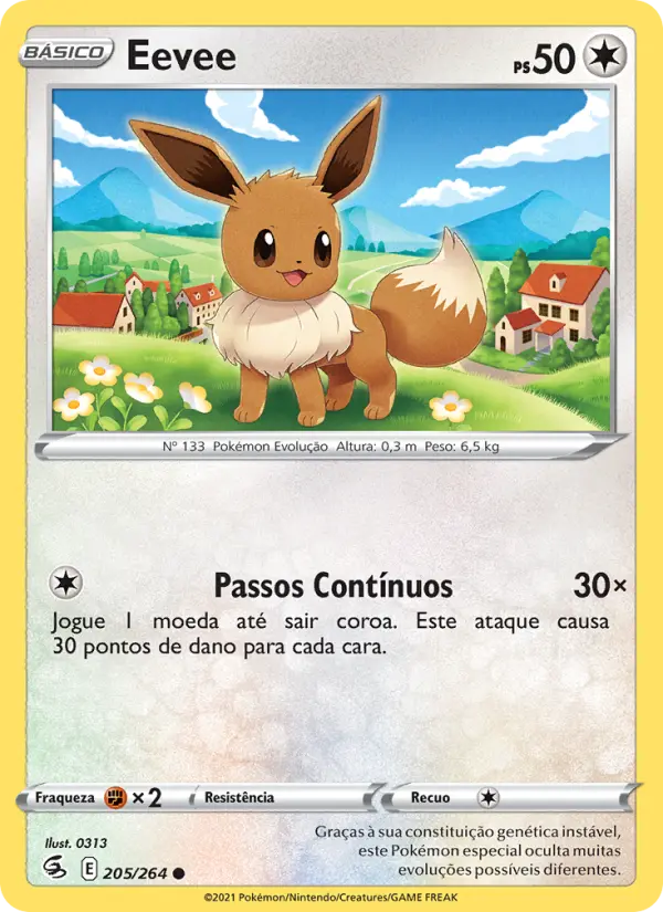 Carta Eevee, número 205/264 da coleção Golpe Fusão