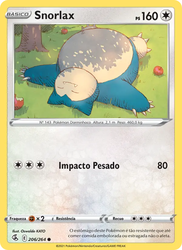 Carta Snorlax, número 206/264 da coleção Golpe Fusão