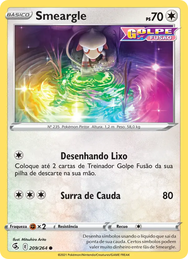 Carta Smeargle, número 209/264 da coleção Golpe Fusão