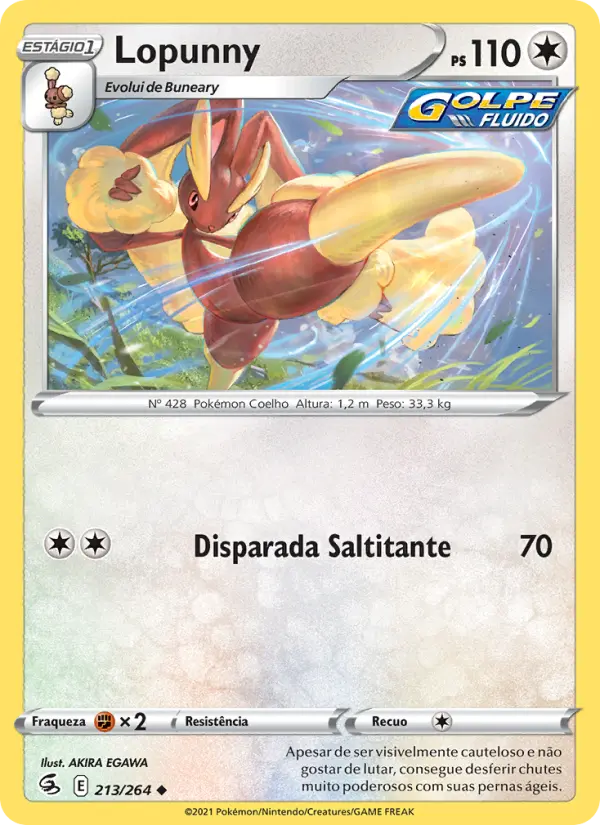 Carta Lopunny, número 213/264 da coleção Golpe Fusão
