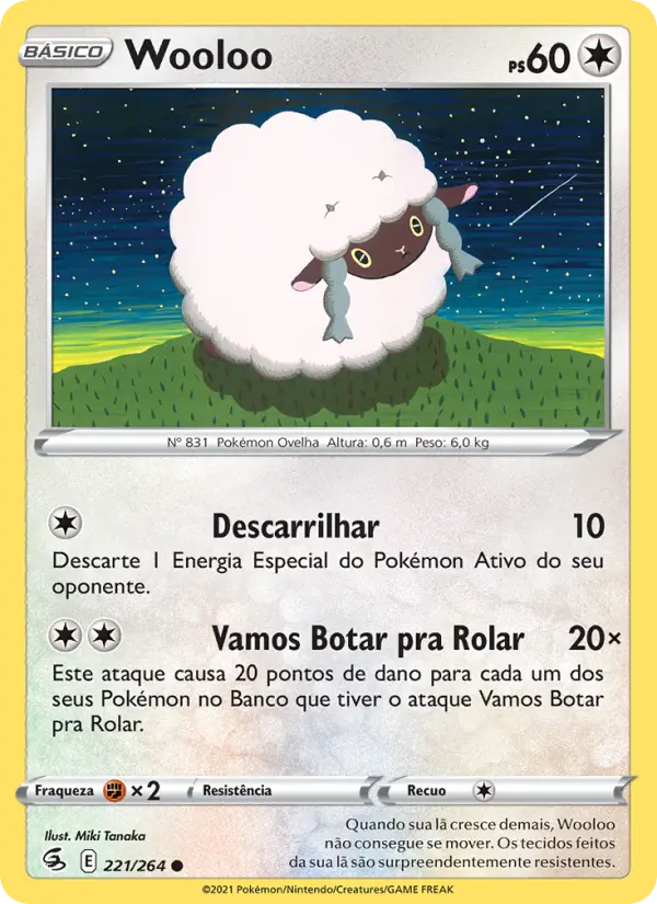 Carta Wooloo, número 221/264 da coleção Golpe Fusão