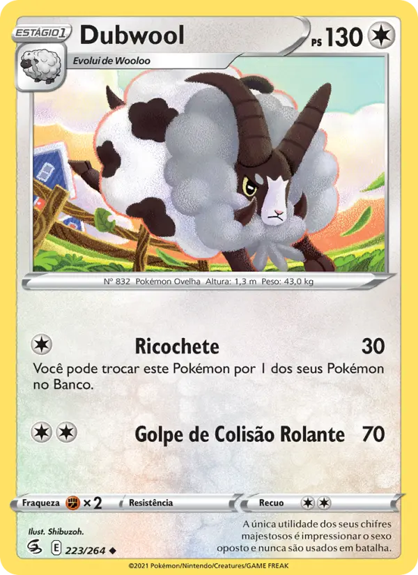 Carta Dubwool, número 223/264 da coleção Golpe Fusão