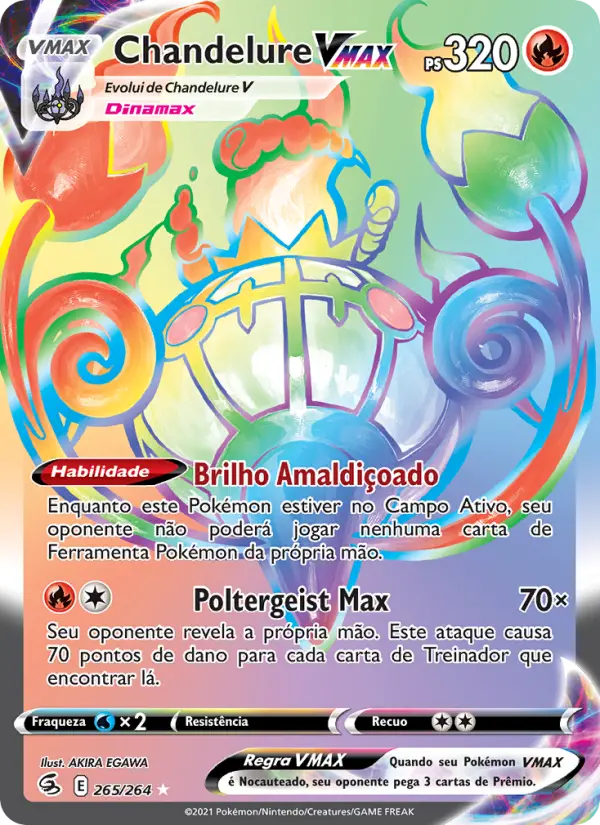 Carta Chandelure VMAX, número 265/264 da coleção Golpe Fusão