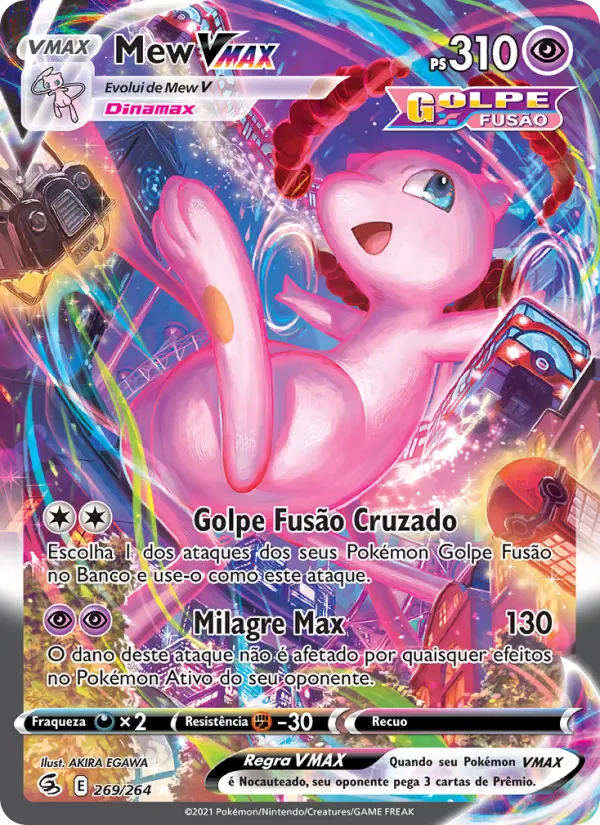 Carta Mew VMAX, número 269/264 da coleção Golpe Fusão