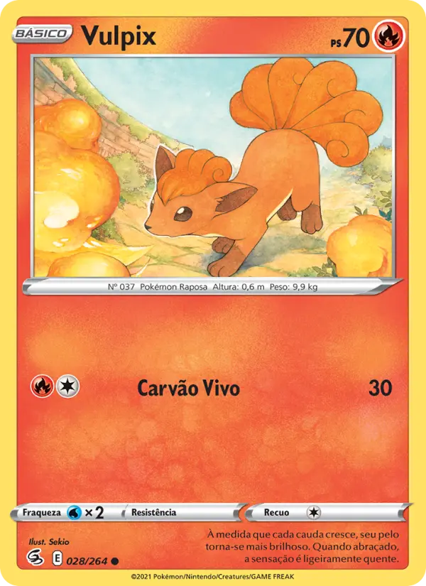 Carta Vulpix, número 28/264 da coleção Golpe Fusão