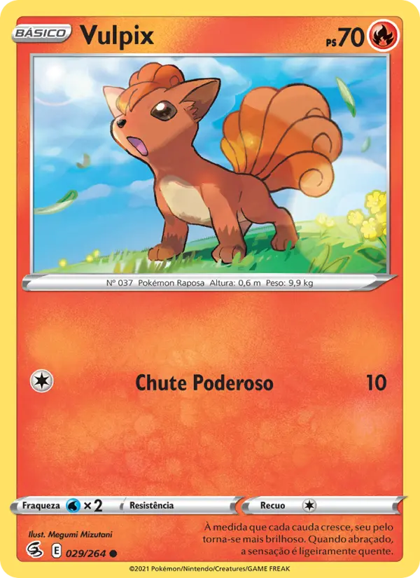 Carta Vulpix, número 29/264 da coleção Golpe Fusão