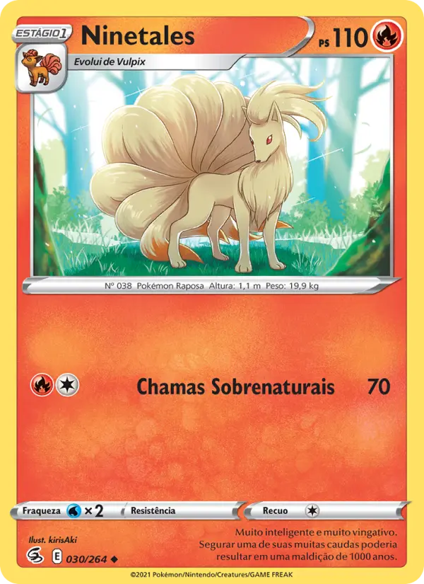 Carta Ninetales, número 30/264 da coleção Golpe Fusão