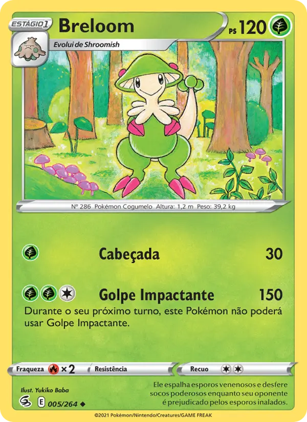 Carta Breloom, número 5/264 da coleção Golpe Fusão