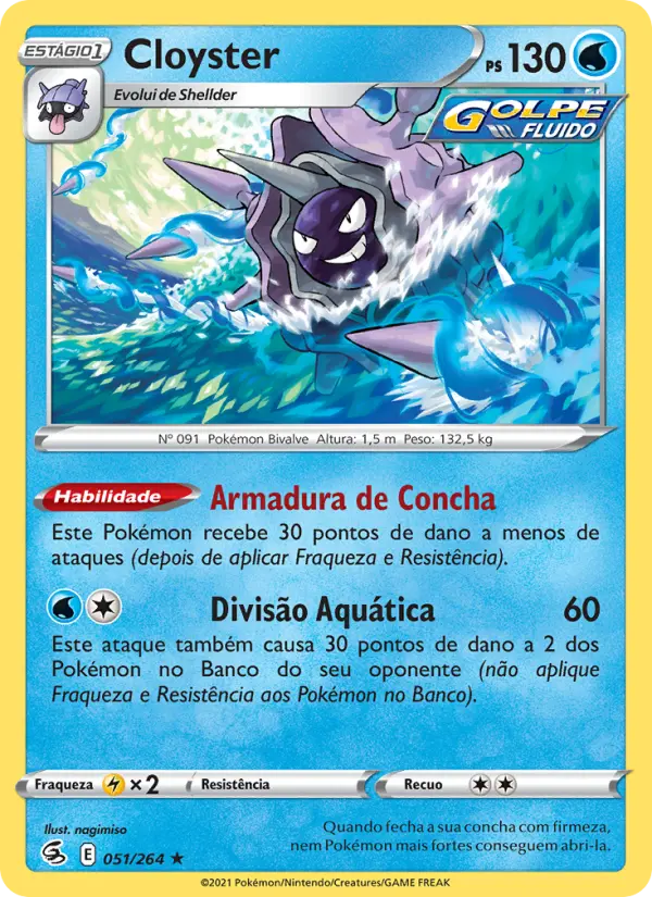 Carta Cloyster, número 51/264 da coleção Golpe Fusão