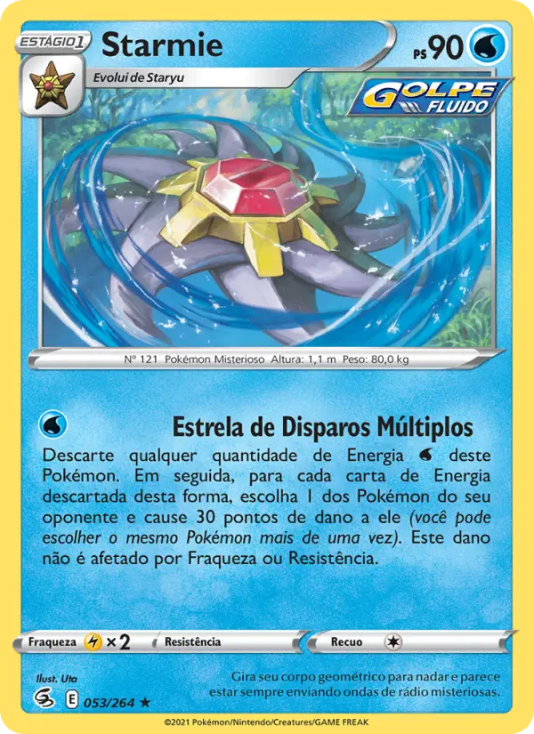 Carta Starmie, número 53/264 da coleção Golpe Fusão