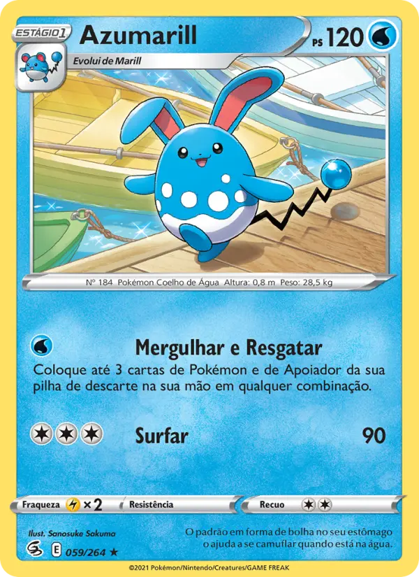 Carta Azumarill, número 59/264 da coleção Golpe Fusão