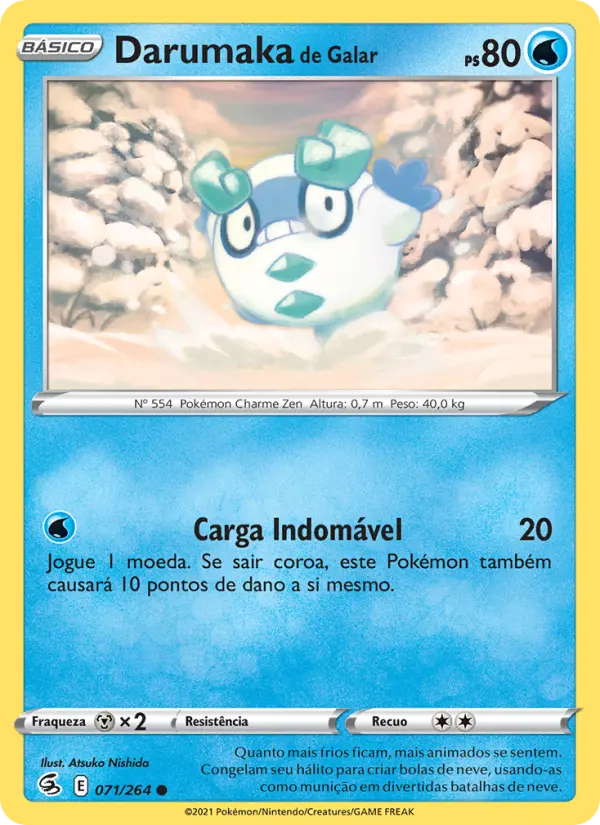 Carta Darumaka de Galar, número 71/264 da coleção Golpe Fusão