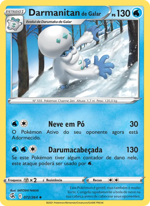 Carta Darmanitan de Galar, número 72/264 da coleção Golpe Fusão