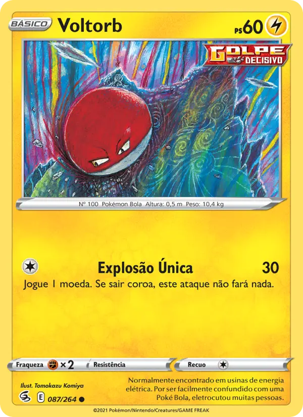 Carta Voltorb, número 87/264 da coleção Golpe Fusão